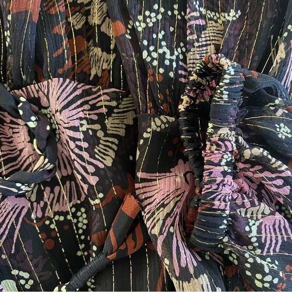 A.L.C. Silk Printed Esme Dress Long Sleeves Brown Multi 2 6 NWT - Picture 7 of 9